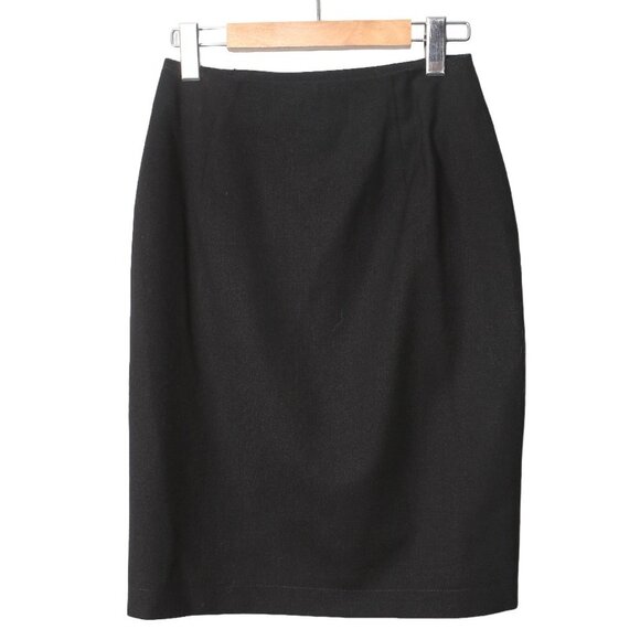 Vintage Jones New York Wool Wrap Skirt Business Evening Button Knee Length Black - Picture 5 of 8